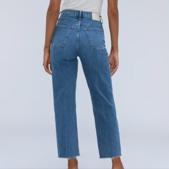 Everlane Distressed Way High Straight Jeans sz 33 - Picture 2 of 6
